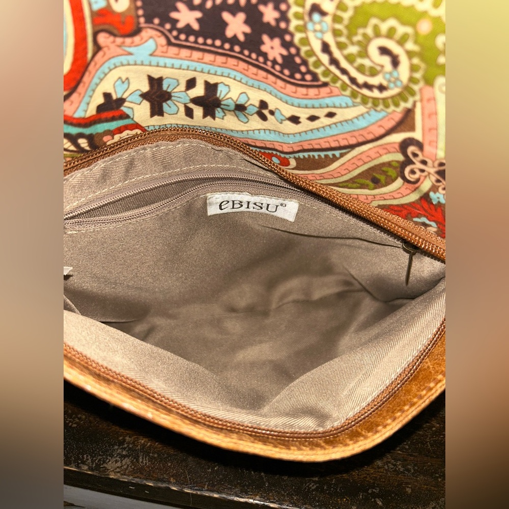 🌻🌻Boho Chic’ Leather & Canvas Clutch by eBISU🌻 - Picture 5 of 6